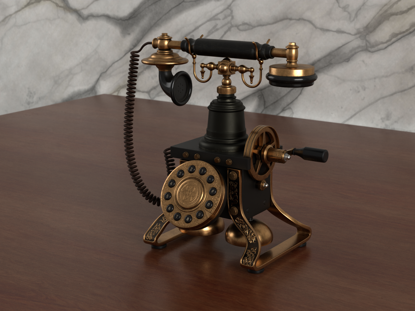 Antique rotary phone 3D model