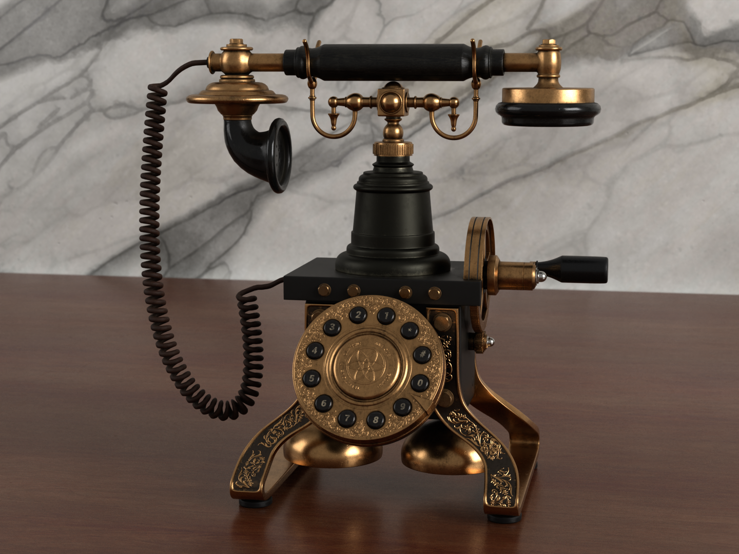 Antique rotary phone 3D model