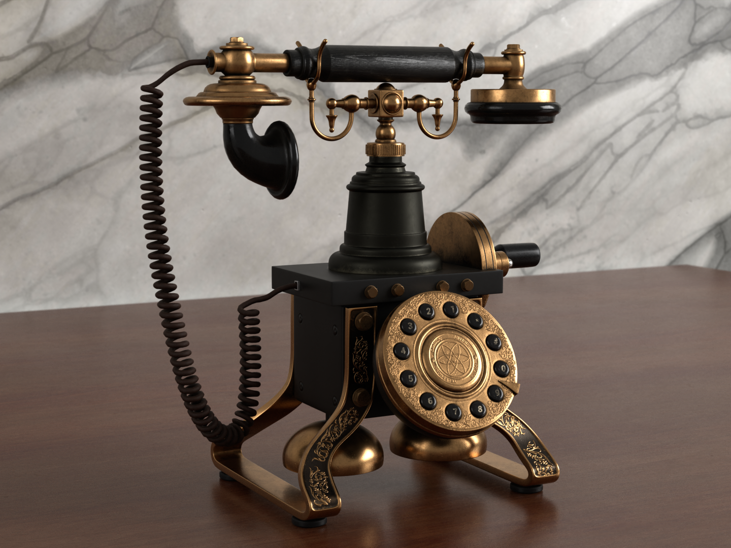 Antique rotary phone 3D model
