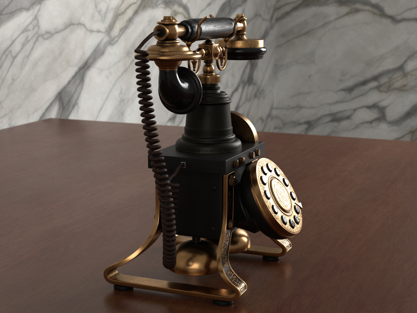 Antique rotary phone 3D model