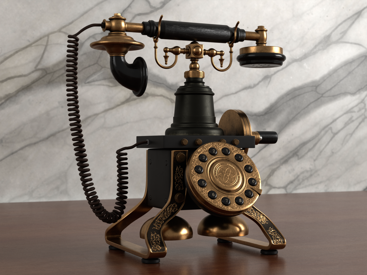 Antique rotary phone 3D model