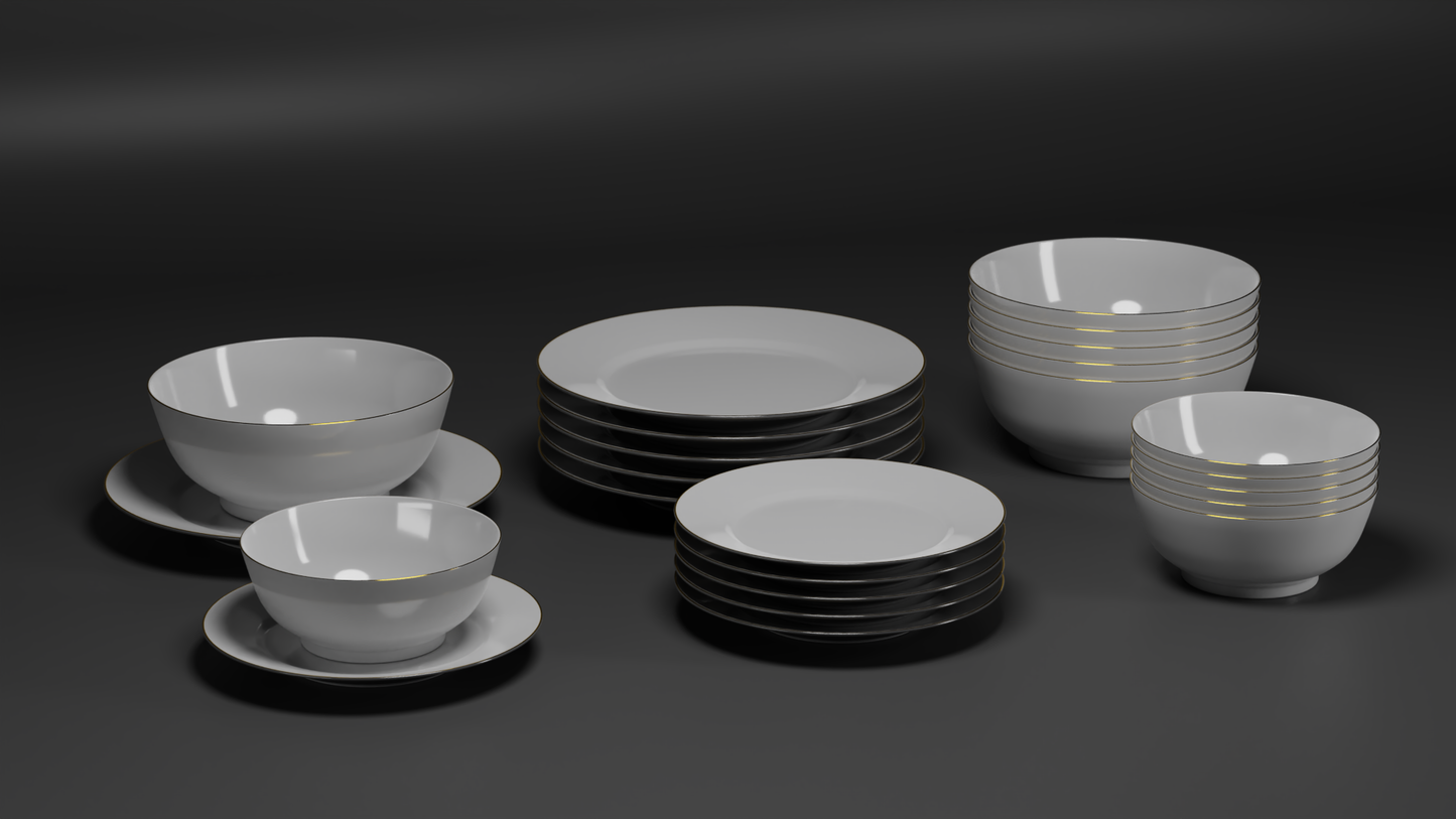 Elegant bowls and plates 3D model