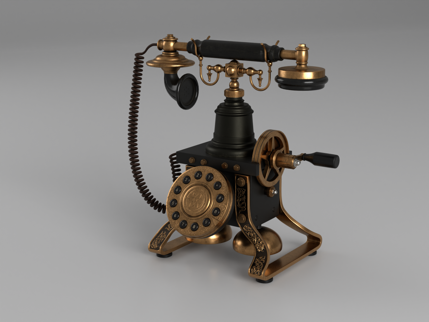 Antique rotary phone 3D model