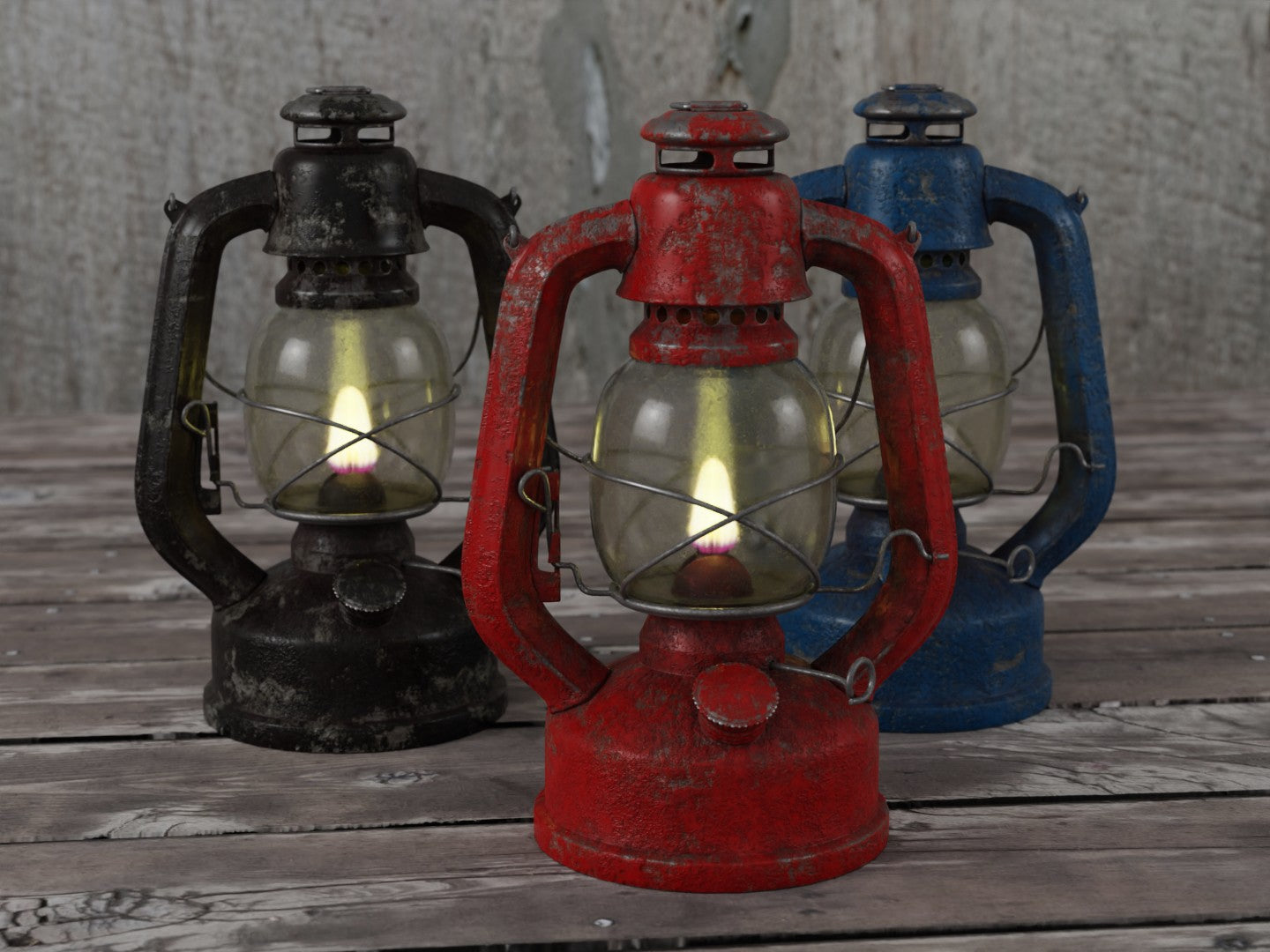 Oil lamp set 3D model