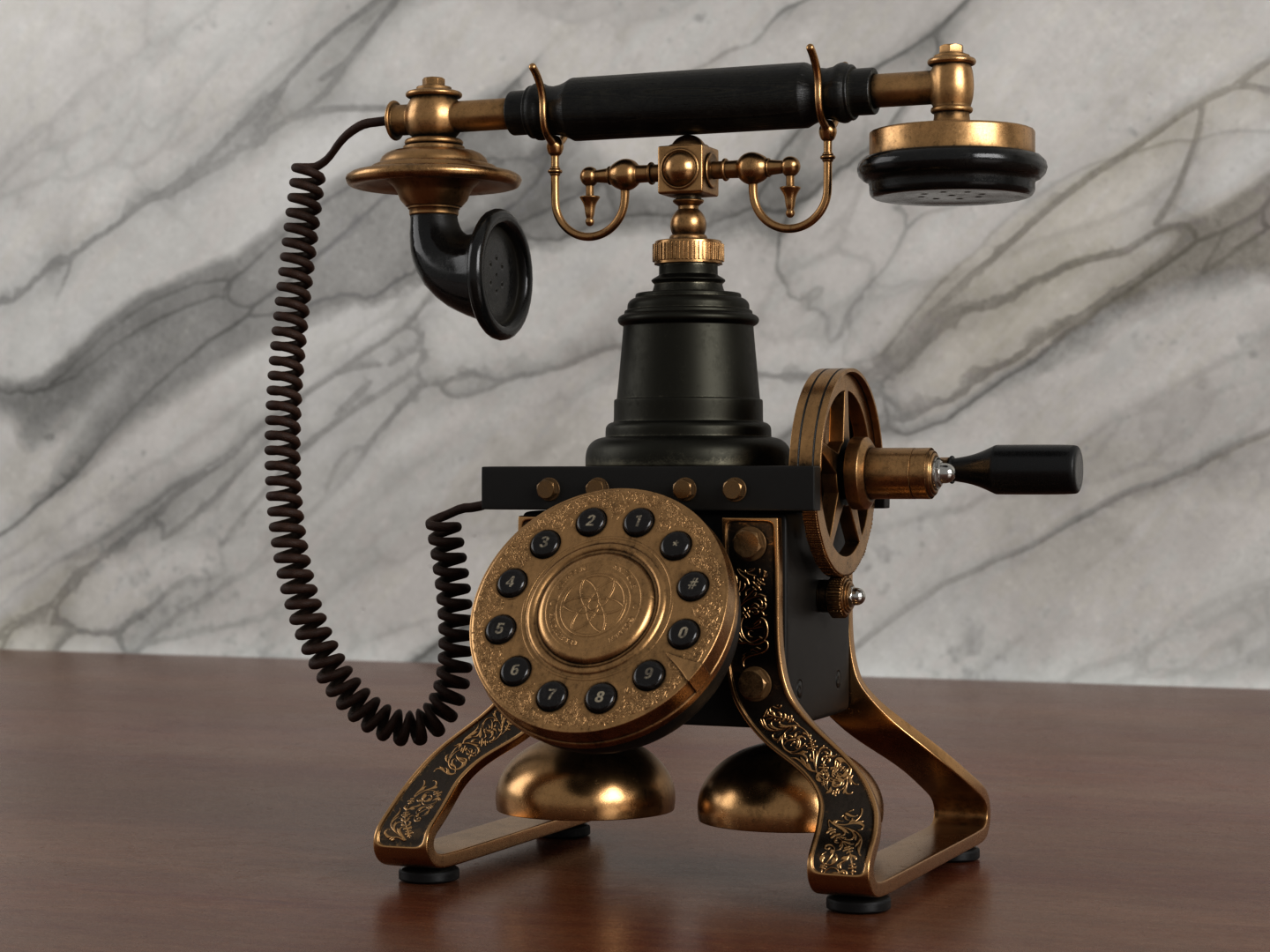 Antique rotary phone 3D model