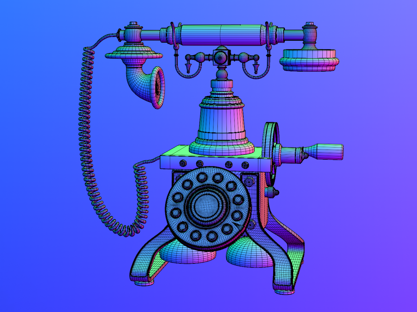 Antique rotary phone 3D model