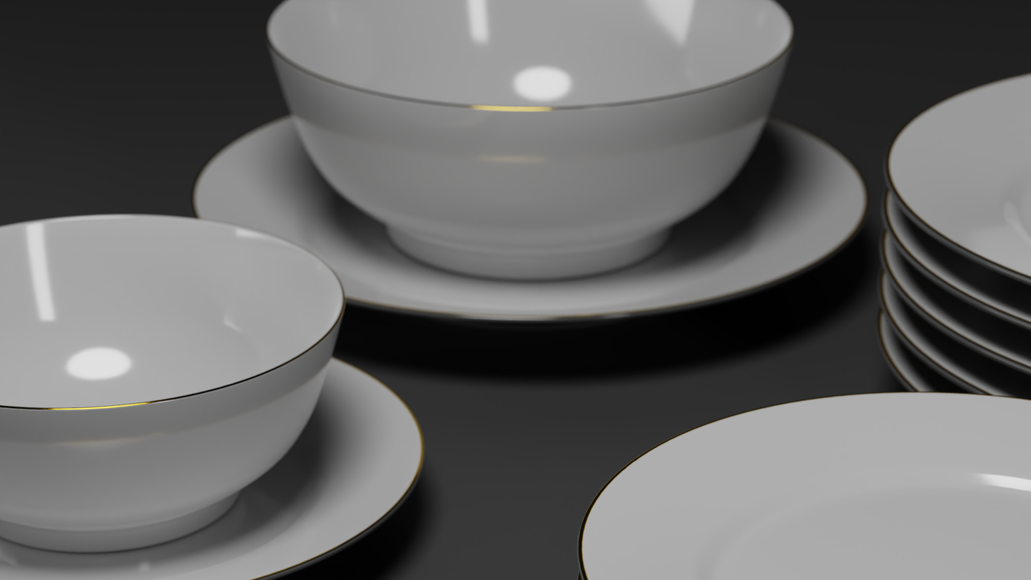 Elegant bowls and plates 3D model