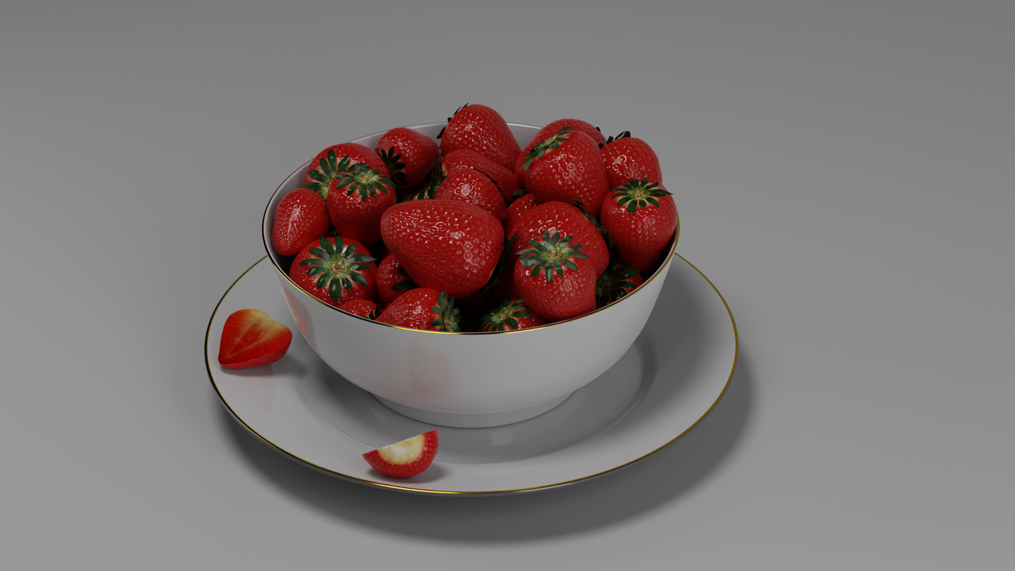 Bowl with Strawberries 3D model