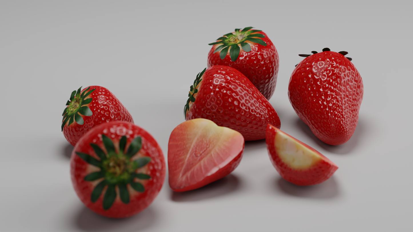 Set of Strawberries 3D model
