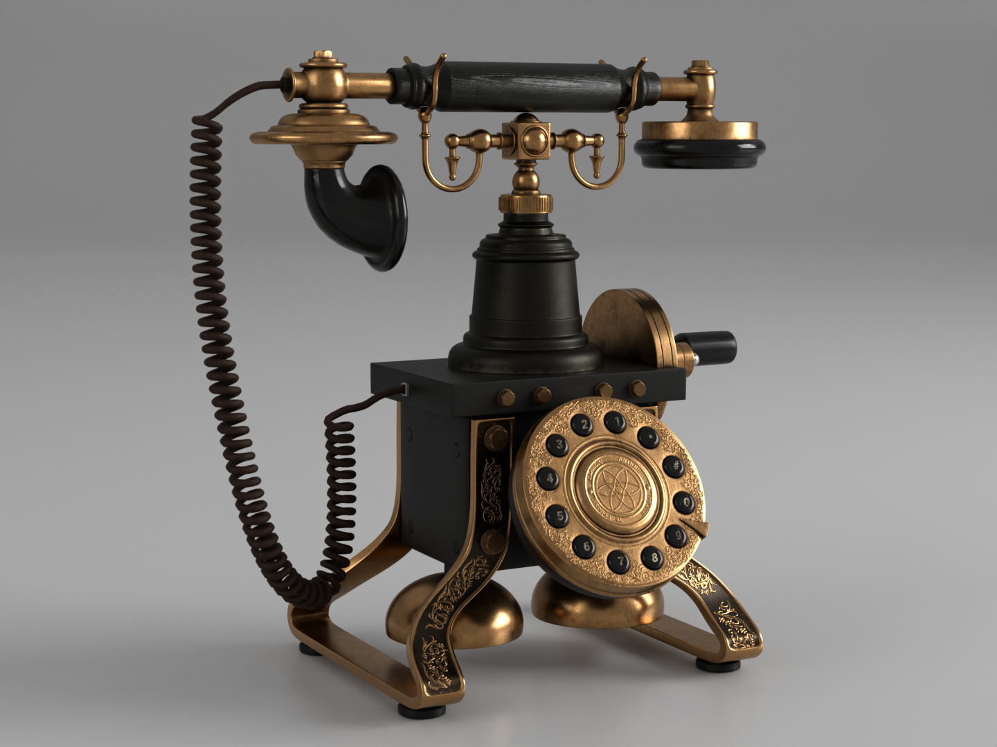 Antique rotary phone 3D model