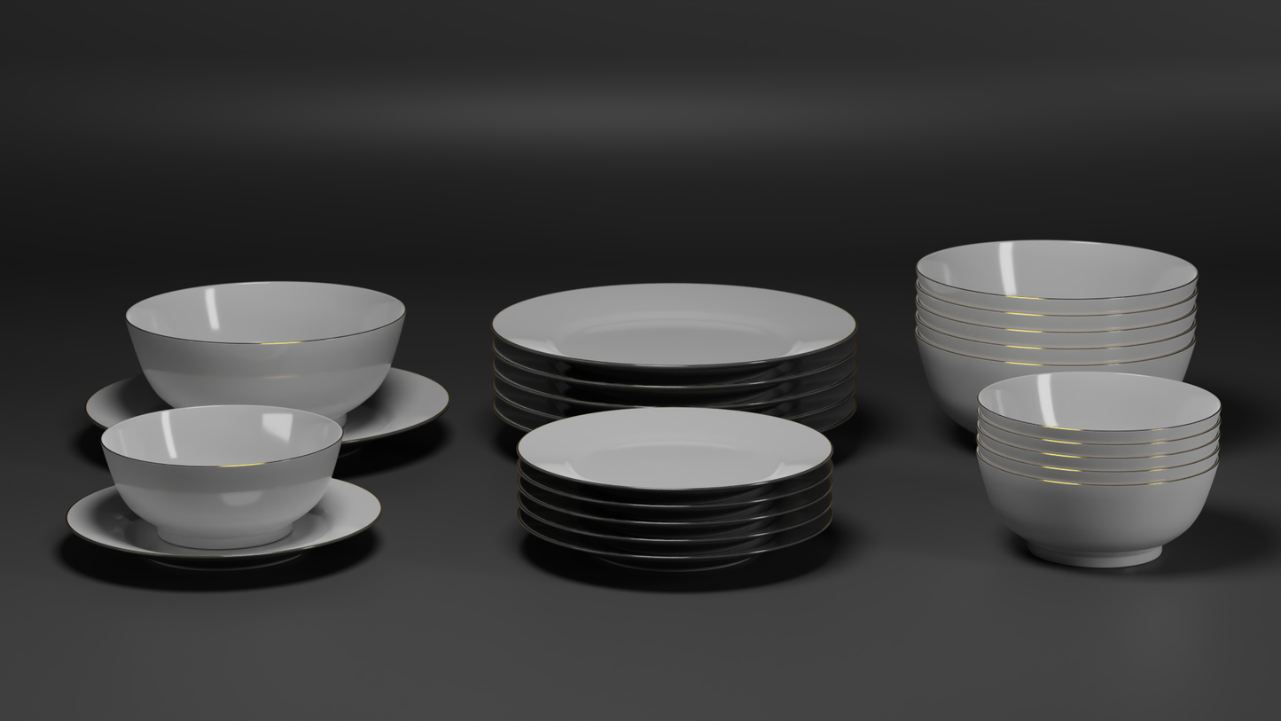 Elegant bowls and plates 3D model