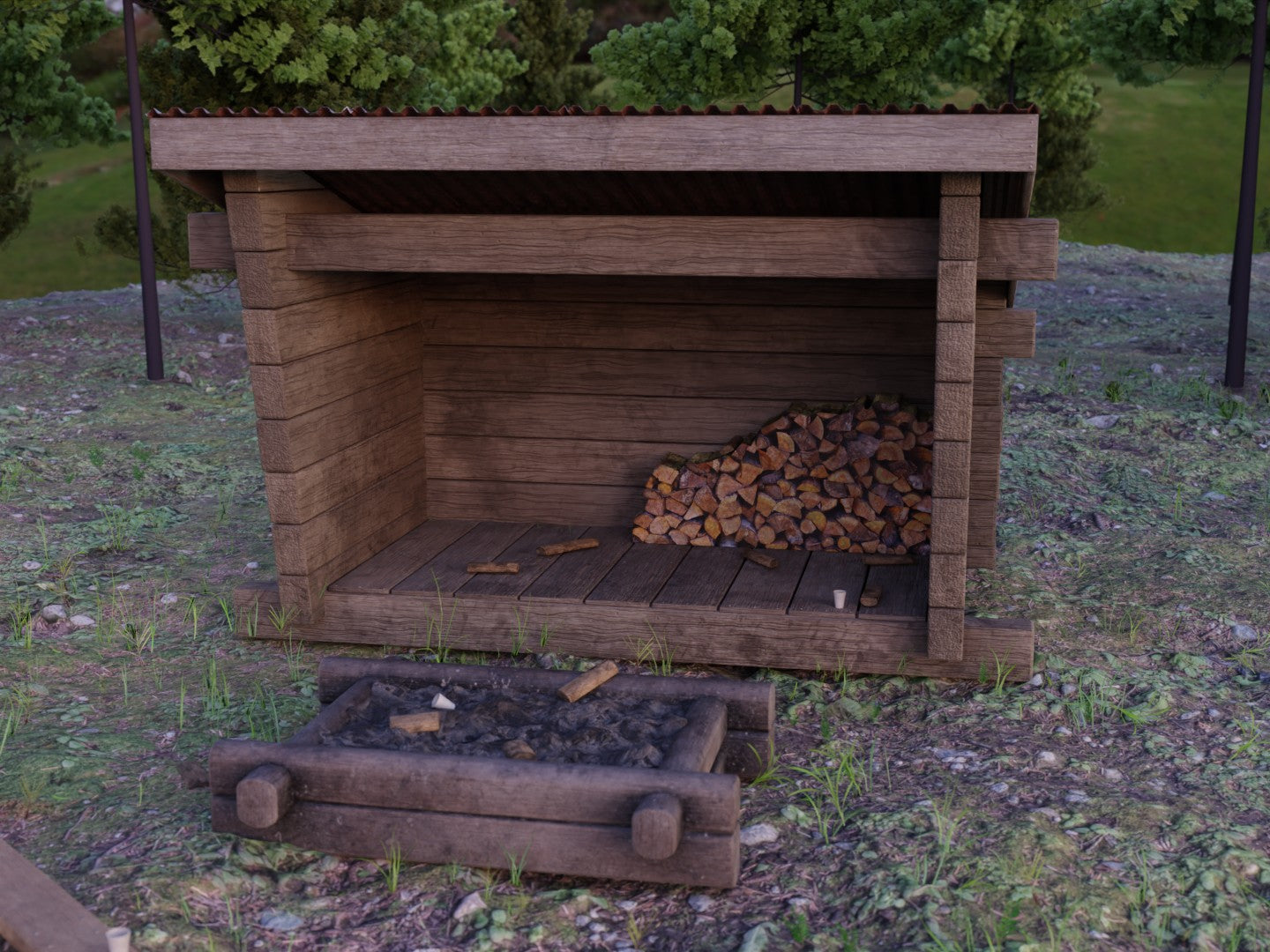 Wood shed 3D model