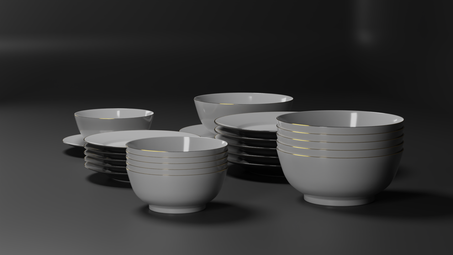Elegant bowls and plates 3D model