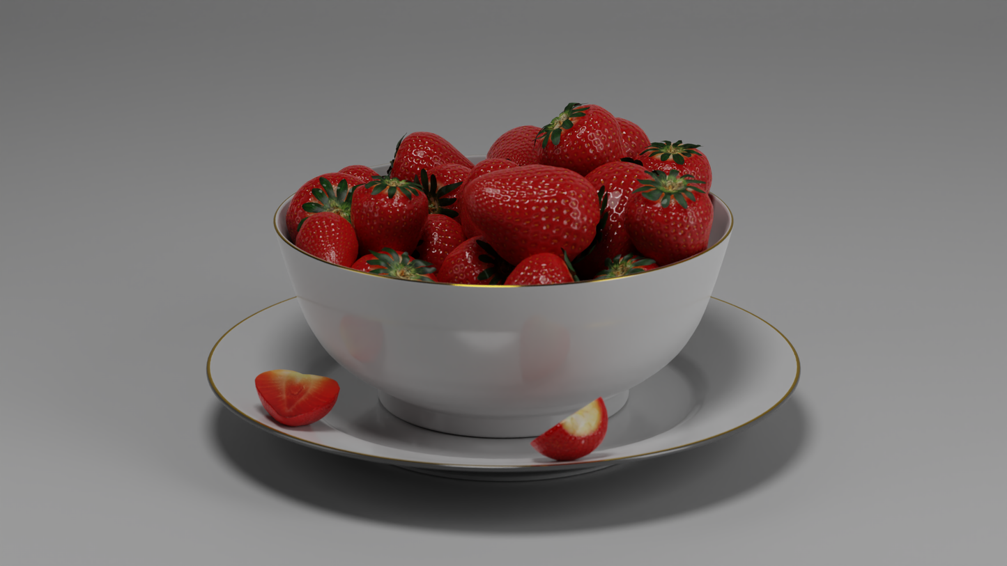 Bowl with Strawberries 3D model