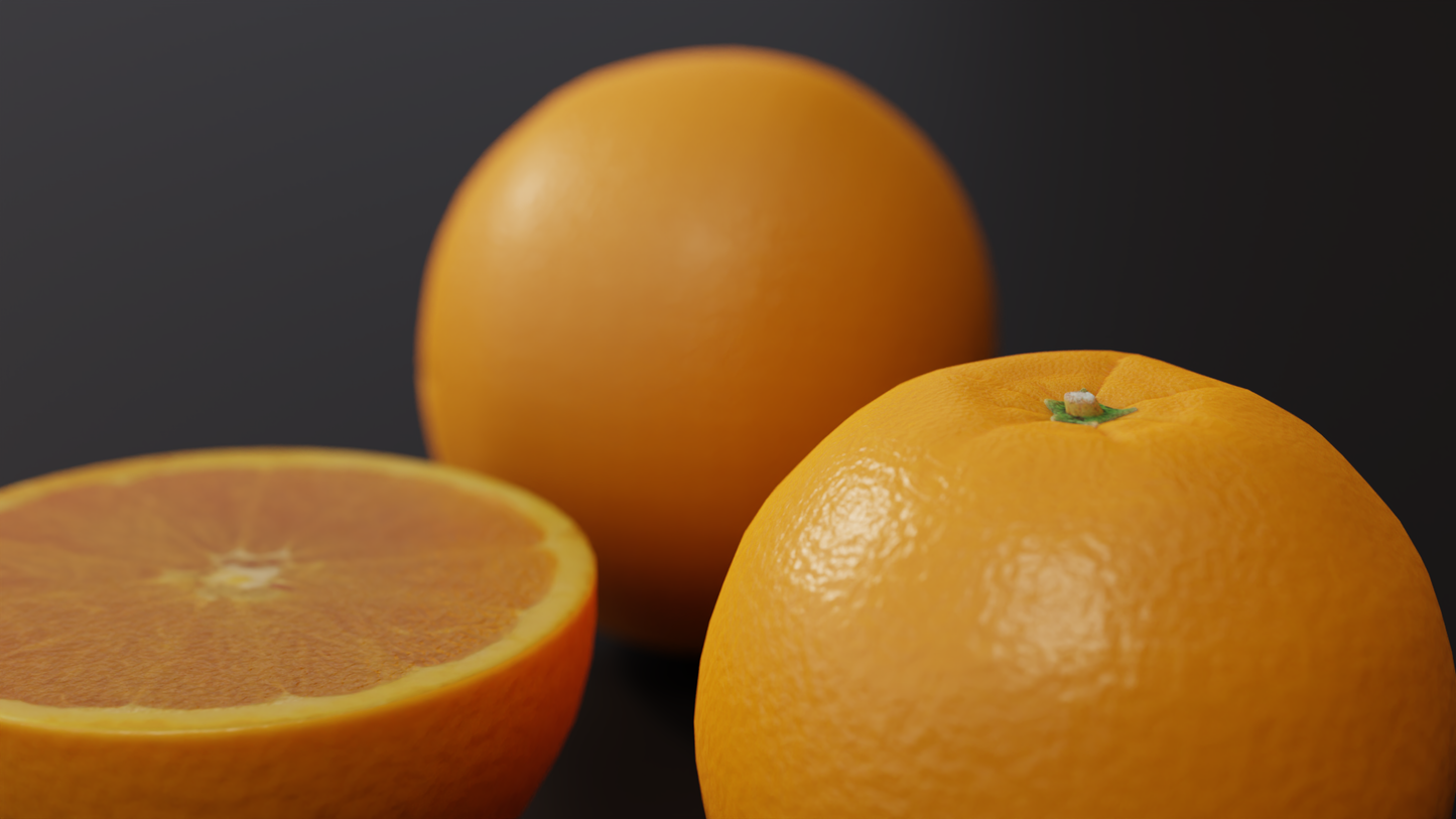 Orange half and whole 3D model