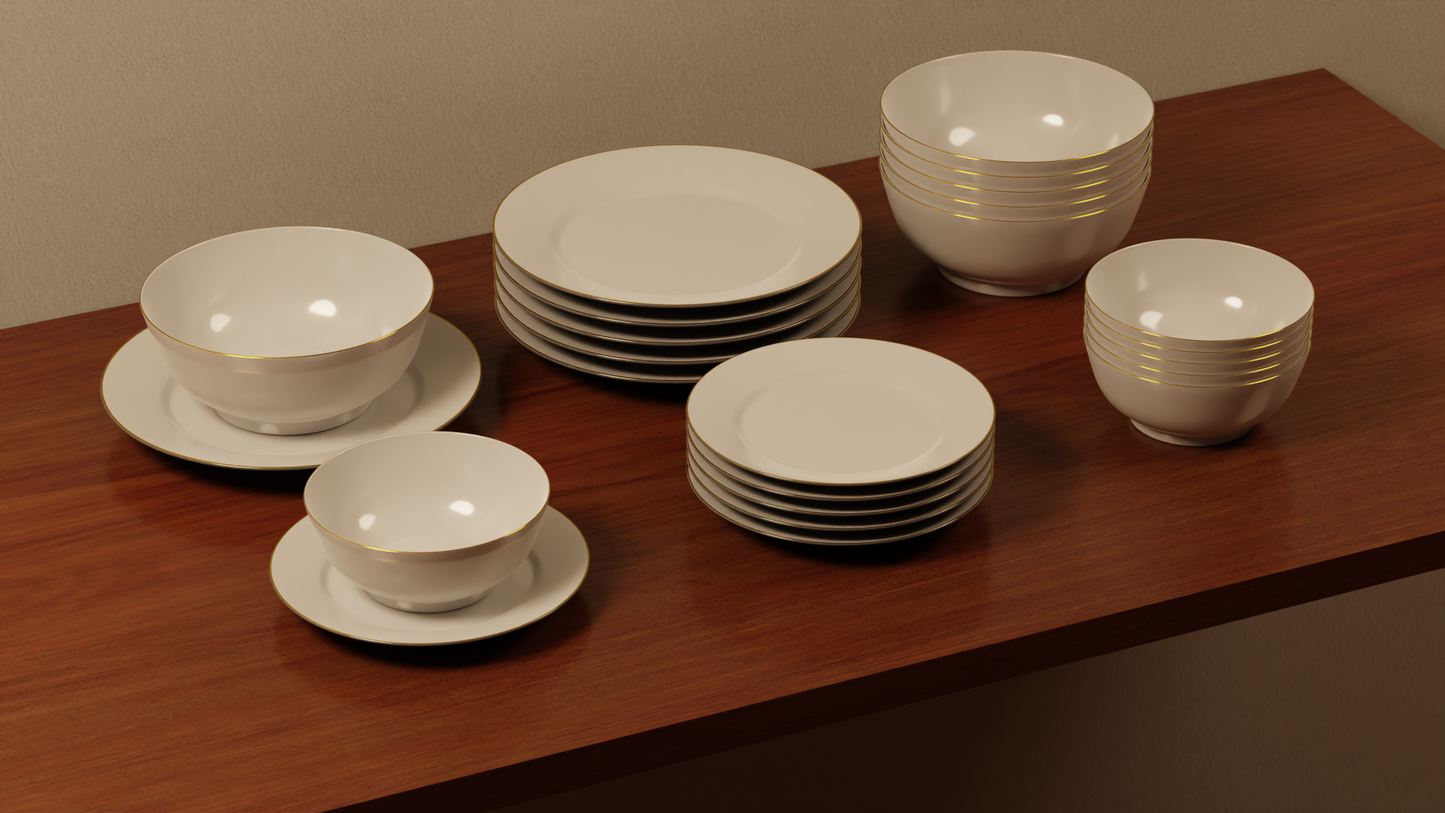 Elegant bowls and plates 3D model