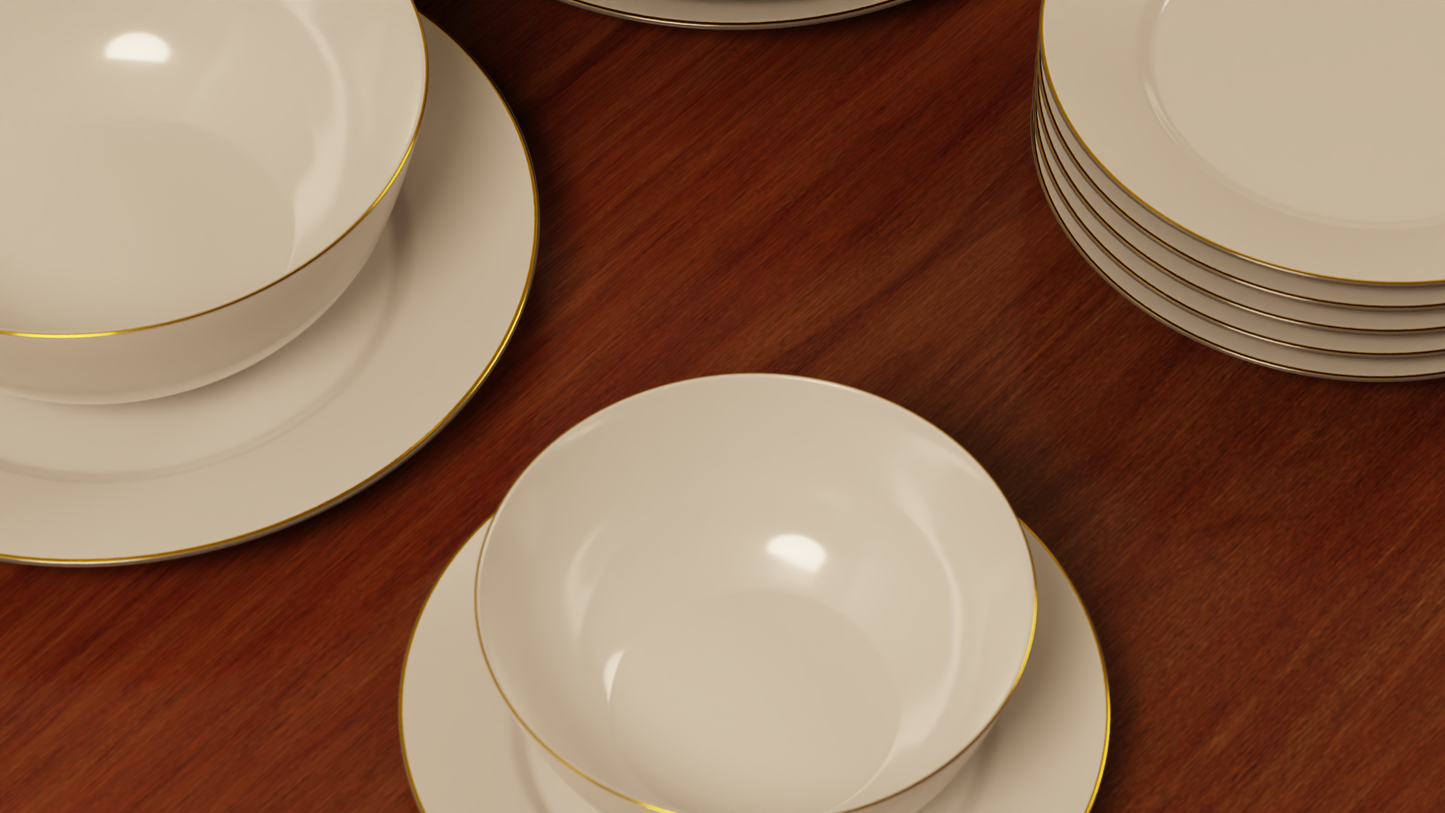 Elegant bowls and plates 3D model
