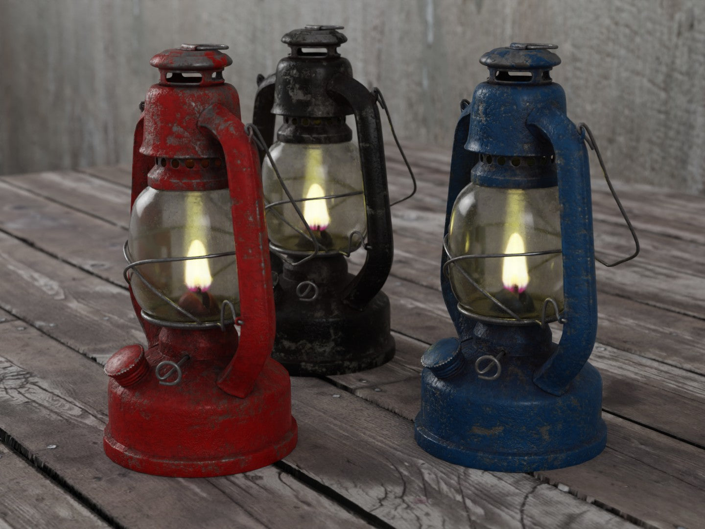 Oil lamp set 3D model