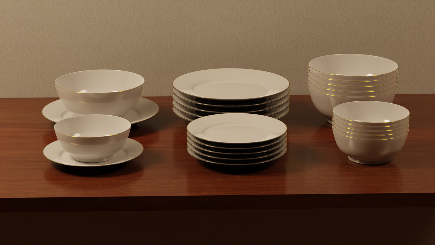 Elegant bowls and plates 3D model