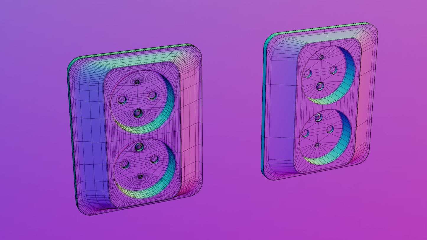 Trendy electrical socket 3D model