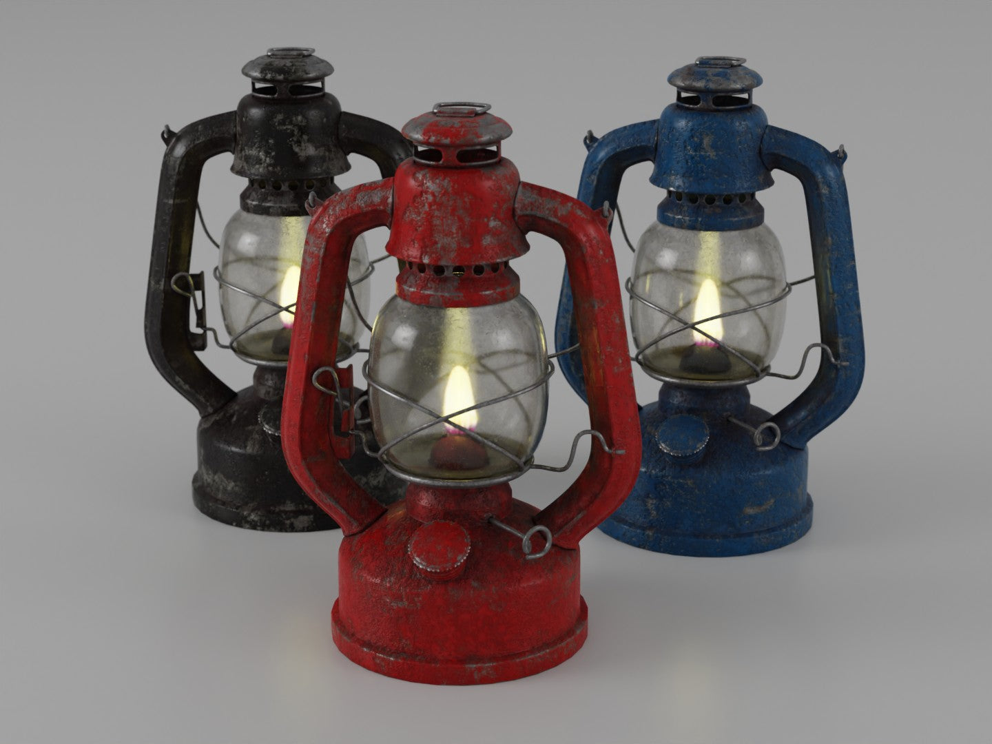 Oil lamp set 3D model