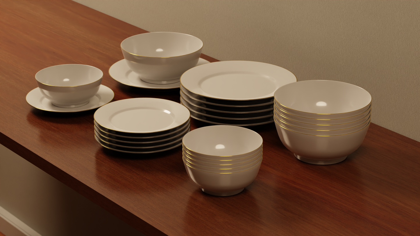 Elegant bowls and plates 3D model