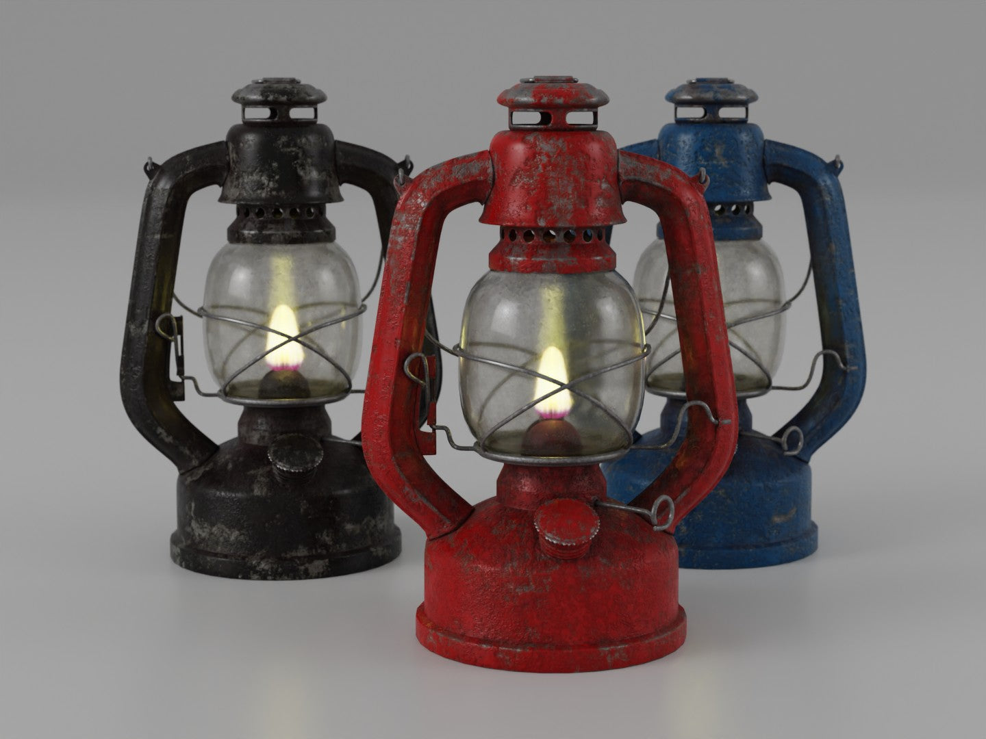 Oil lamp set 3D model