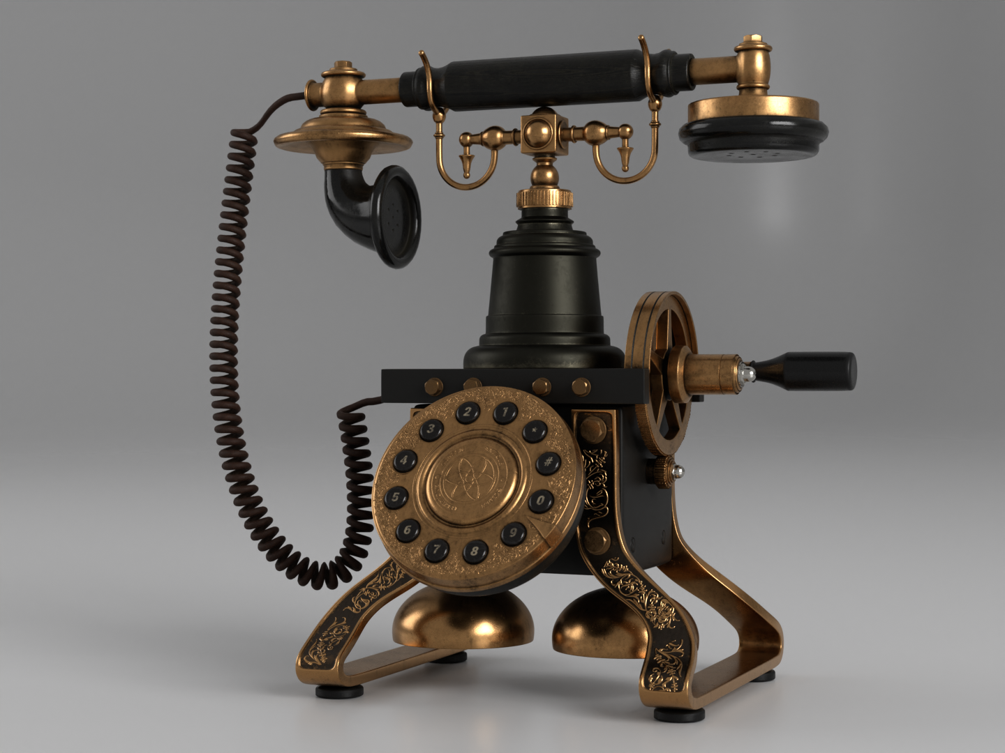 Antique rotary phone 3D model