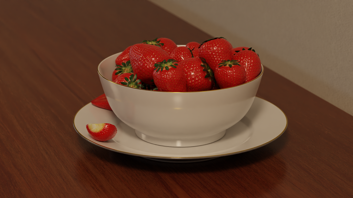 Bowl with Strawberries 3D model