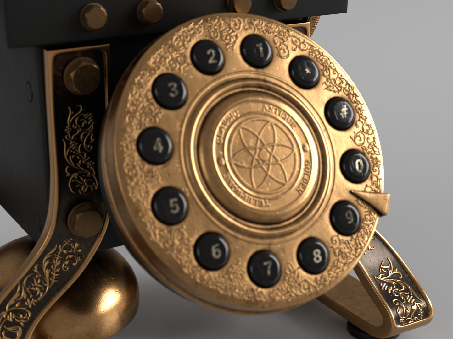 Antique rotary phone 3D model