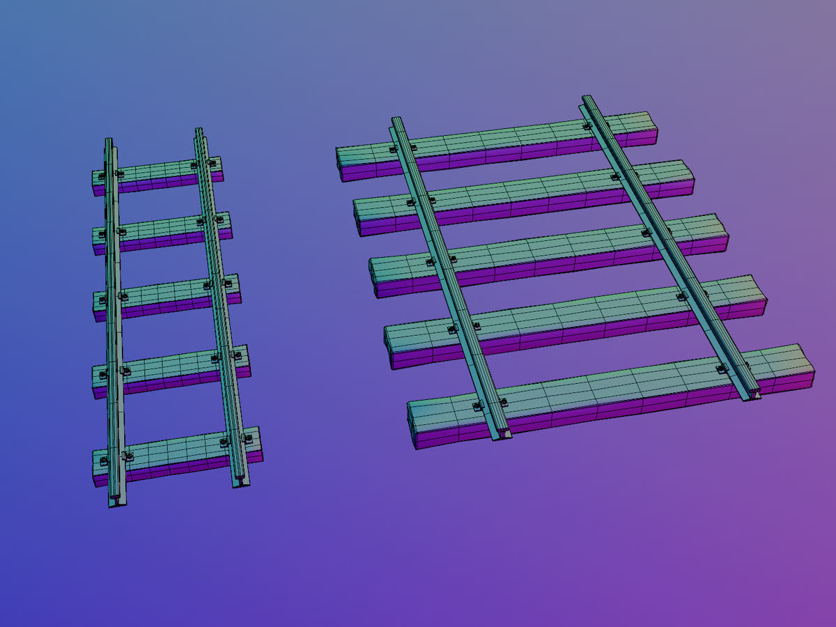 Railroad trolley set 3D model
