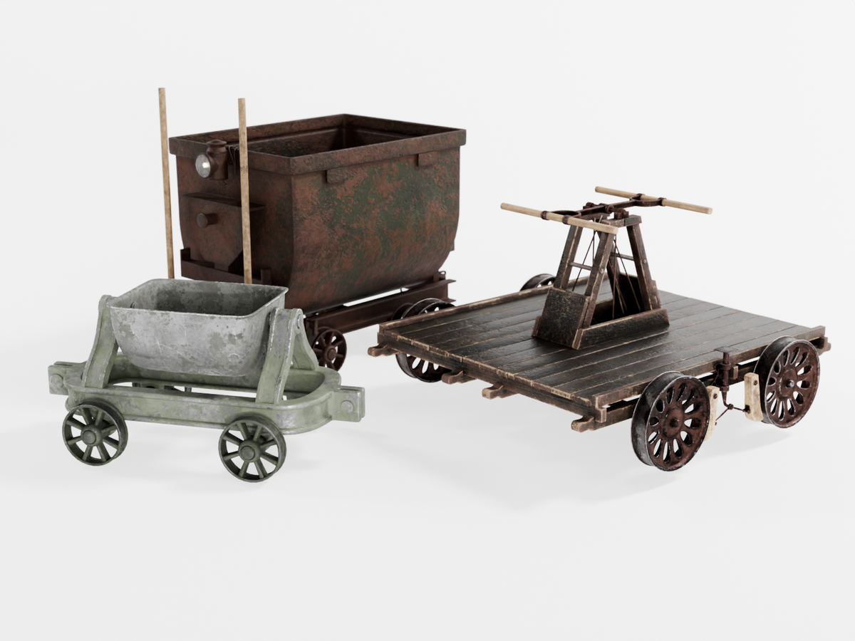 Railroad trolley set 3D model