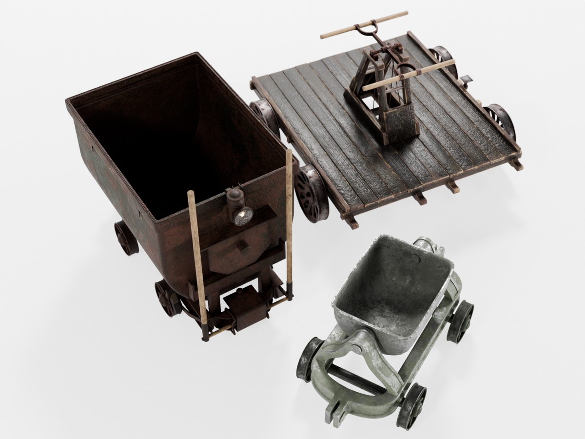 Railroad trolley set 3D model