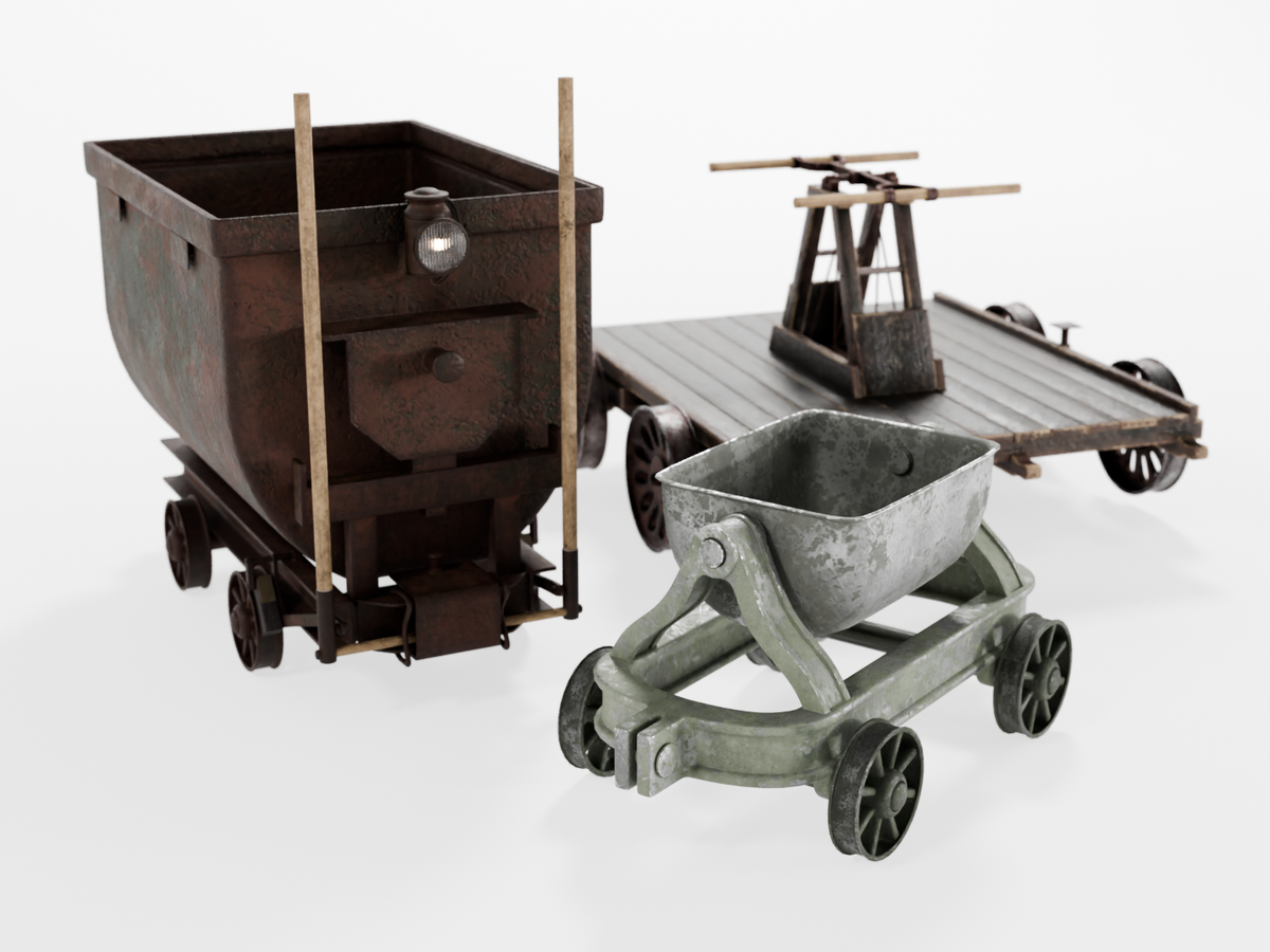 Railroad trolley set 3D model