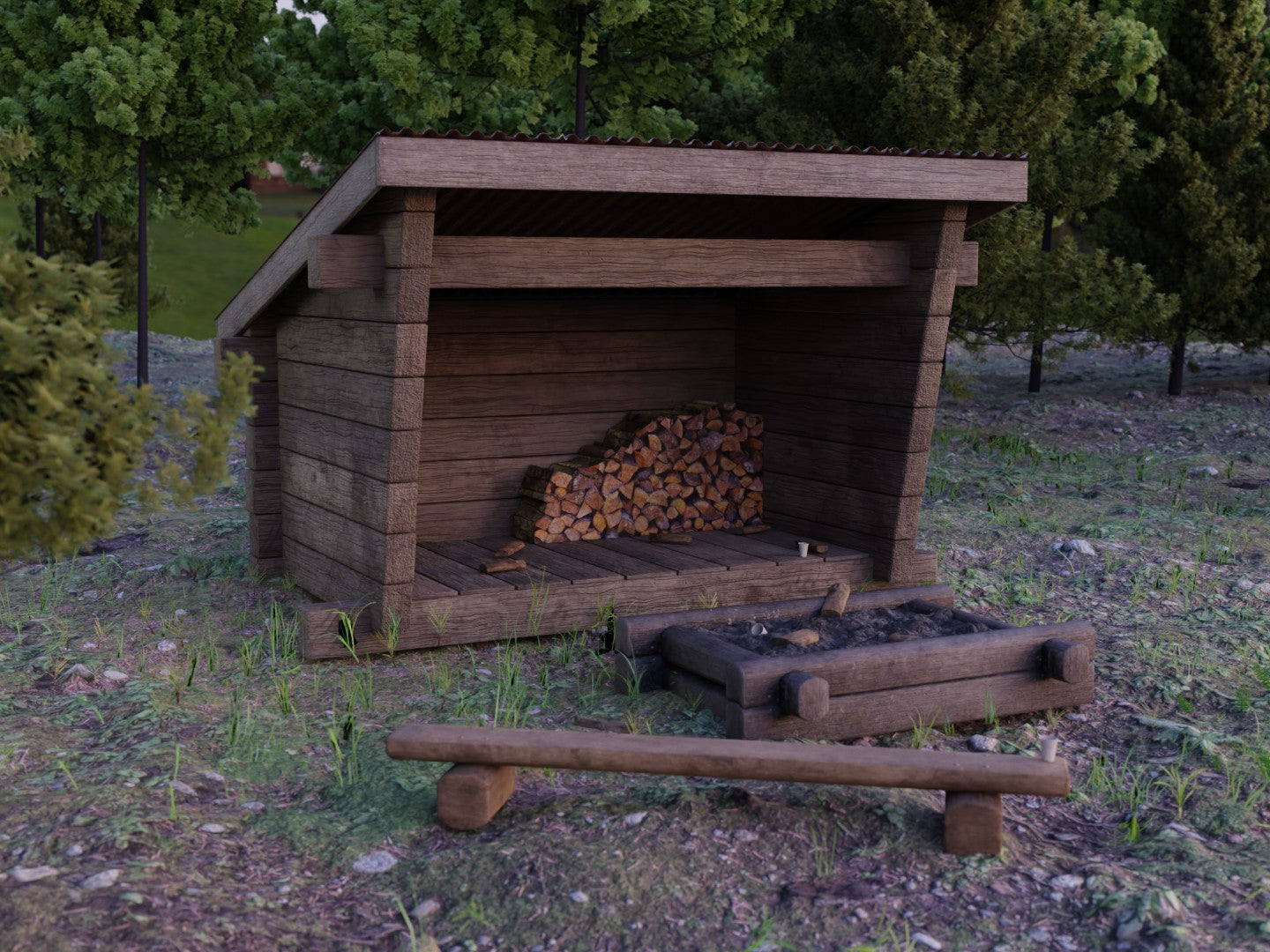 Wood shed 3D model