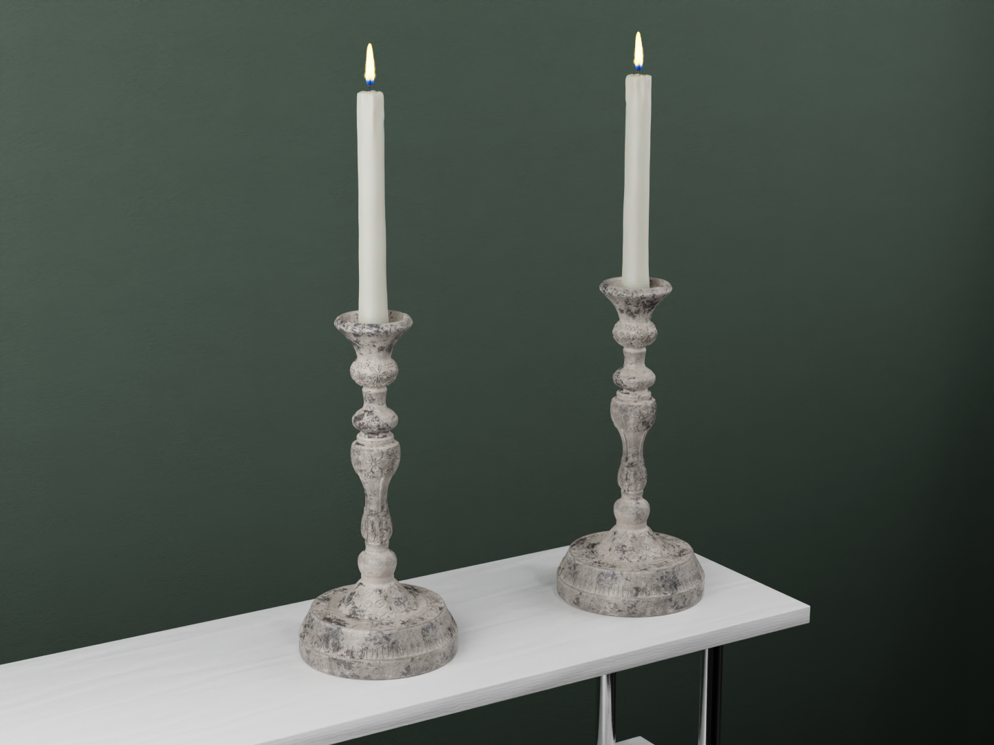 Old worn candlestick 3D model