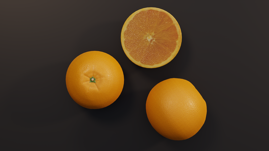 Orange half and whole 3D model