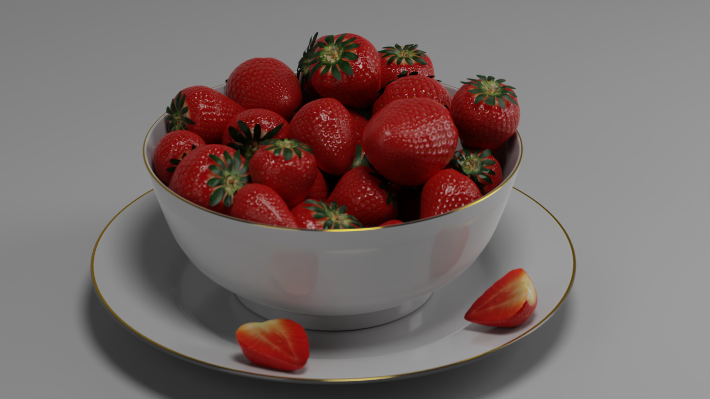 Bowl with Strawberries 3D model