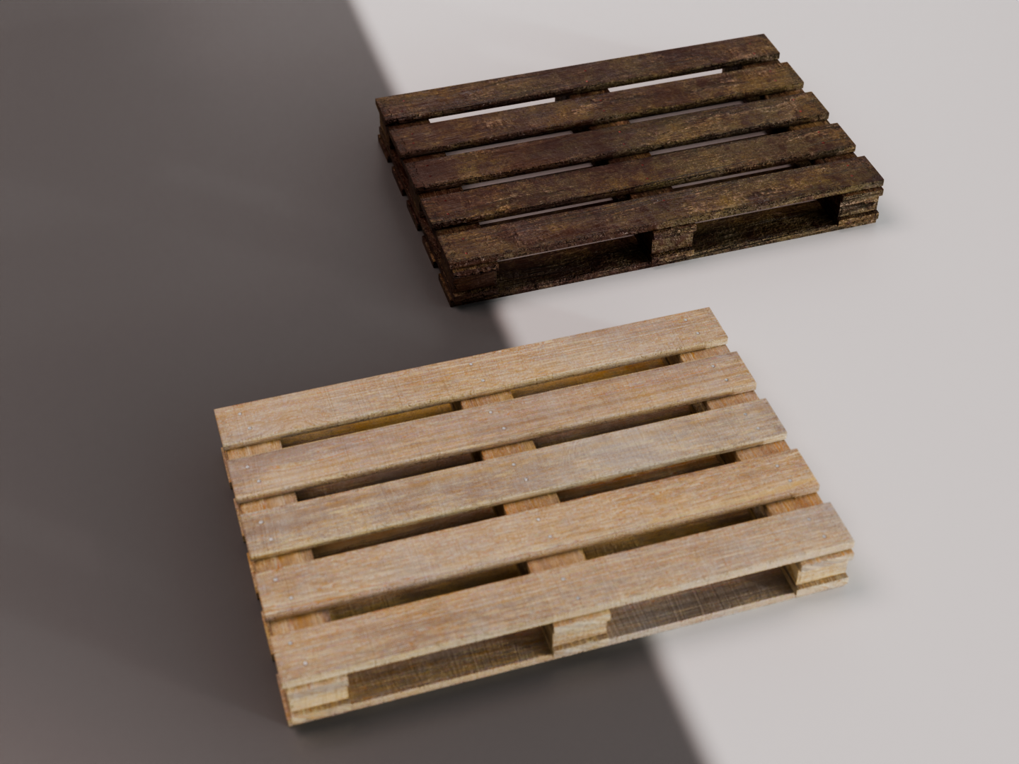 Wooden pallet set 3D model