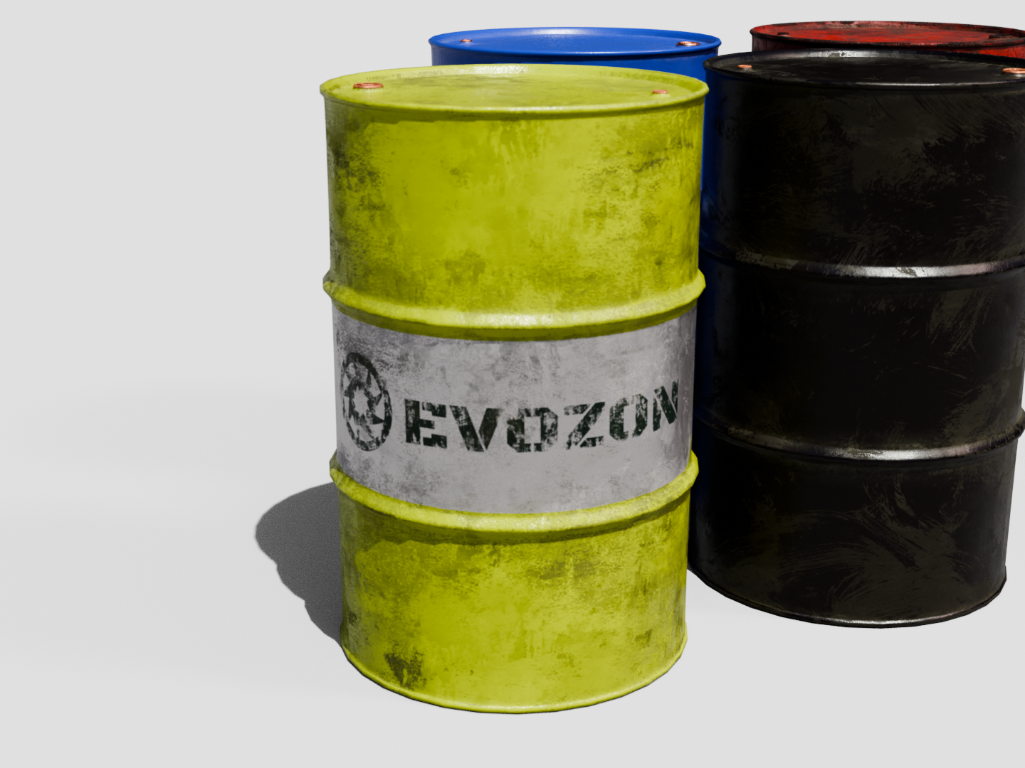 Oil drum set 3D model