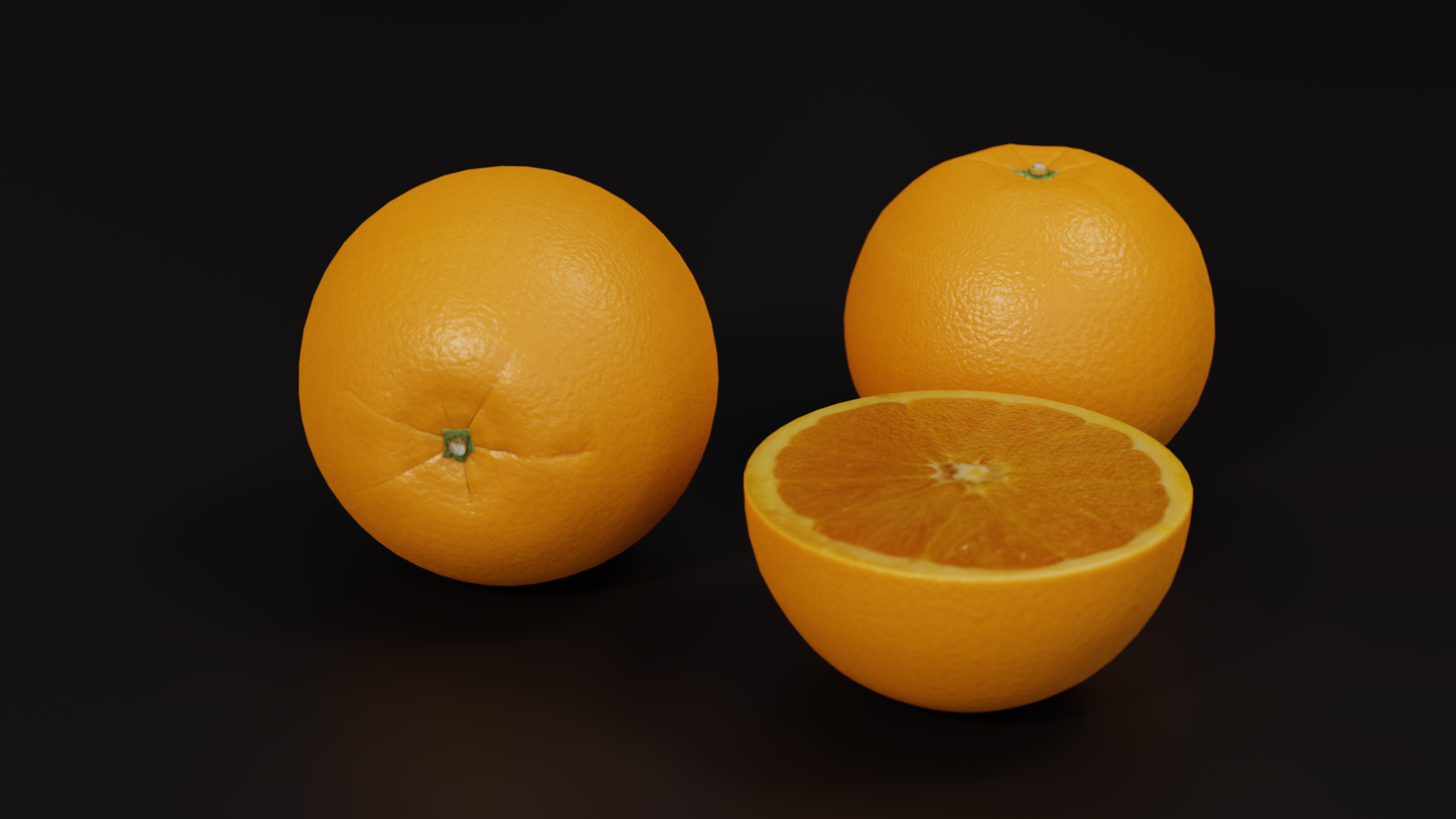 Orange half and whole 3D model