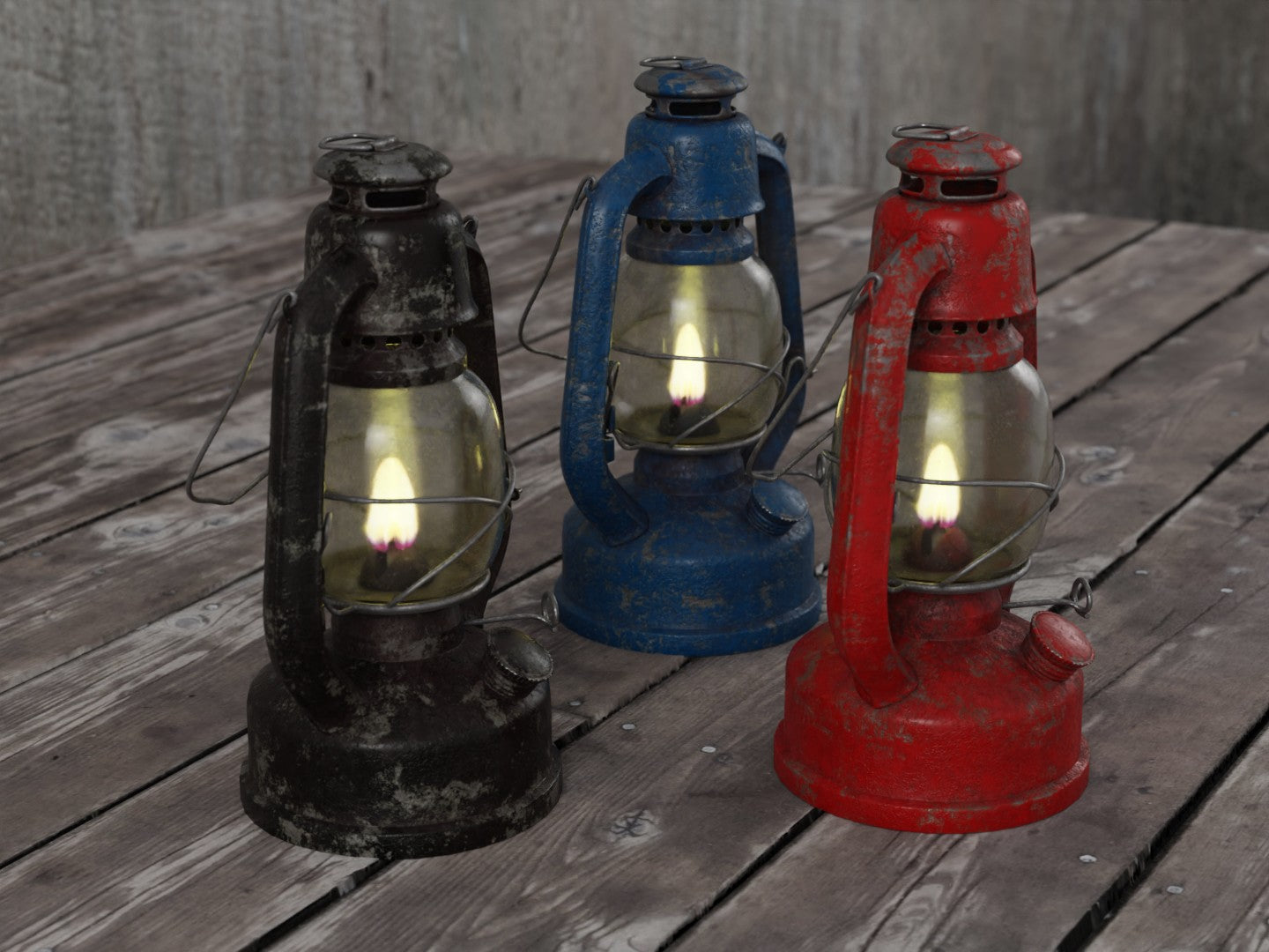 Oil lamp set 3D model