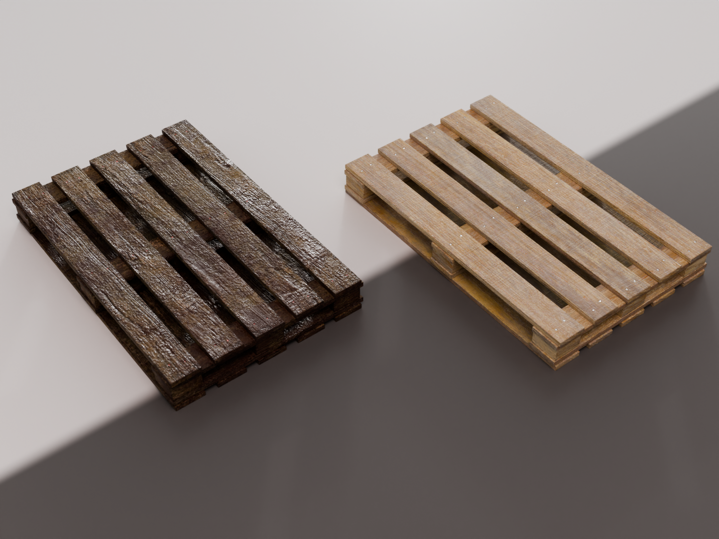 Wooden pallet set 3D model