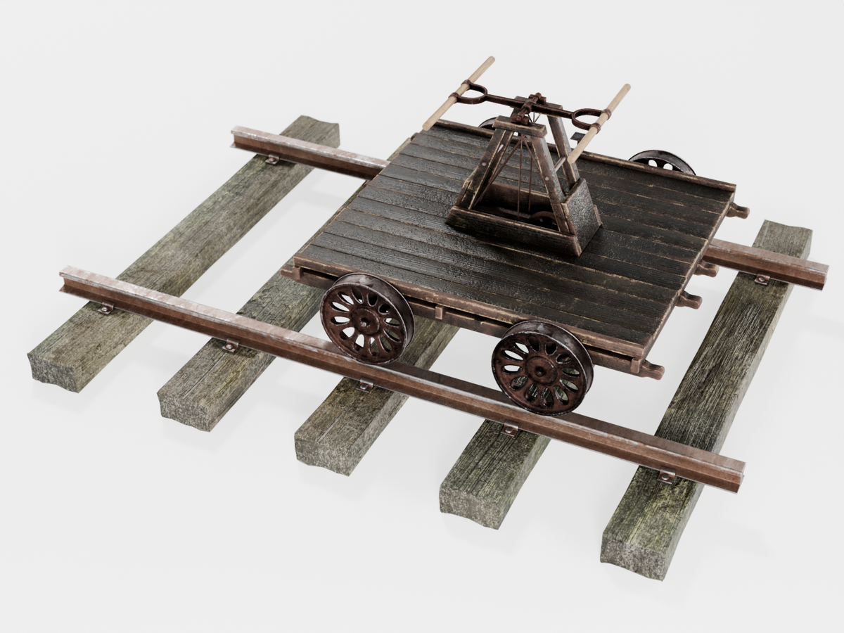 Railroad trolley set 3D model