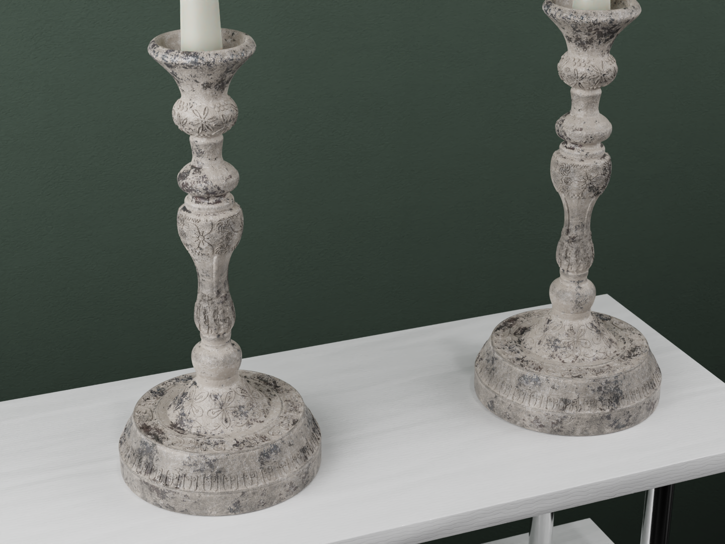 Old worn candlestick 3D model