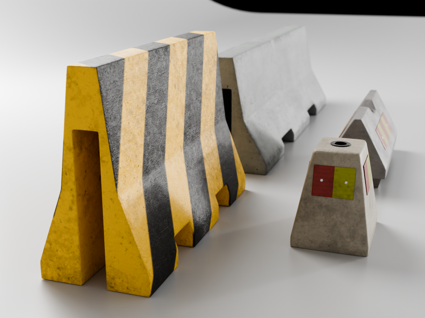 Concrete barrier set 3D model
