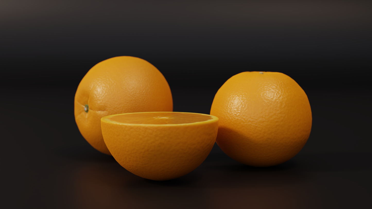 Orange half and whole 3D model