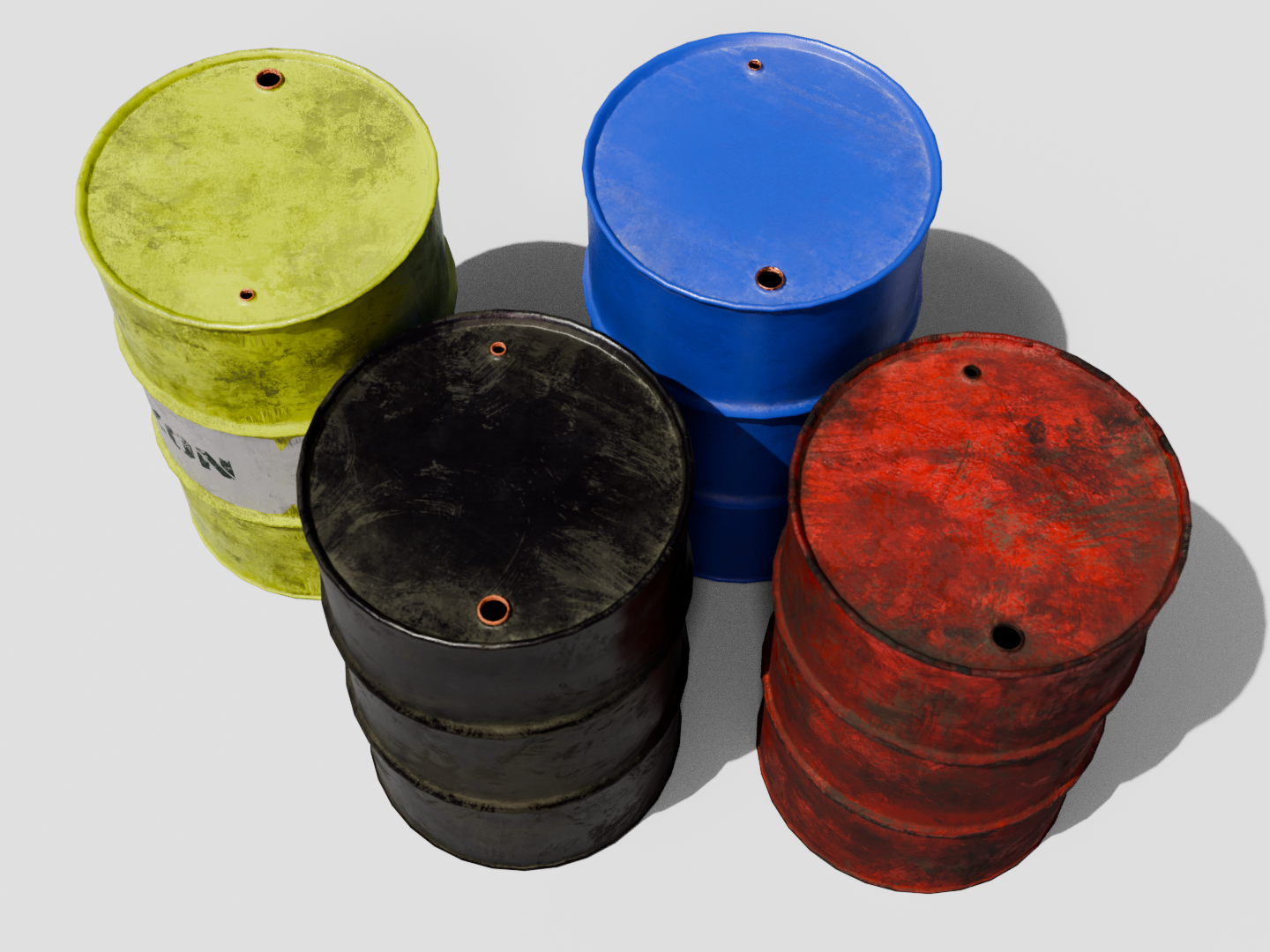 Oil drum set 3D model