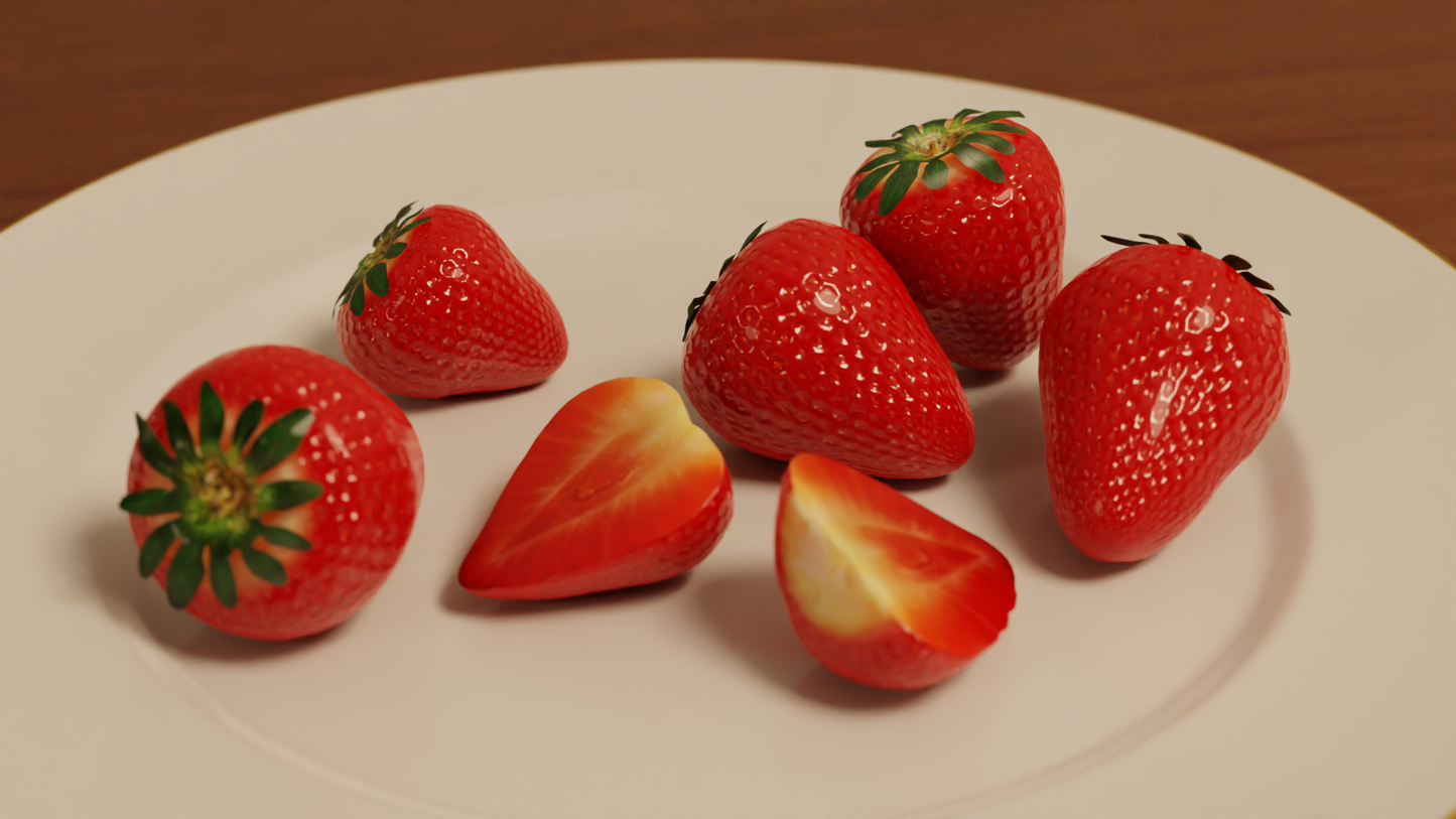 Set of Strawberries 3D model