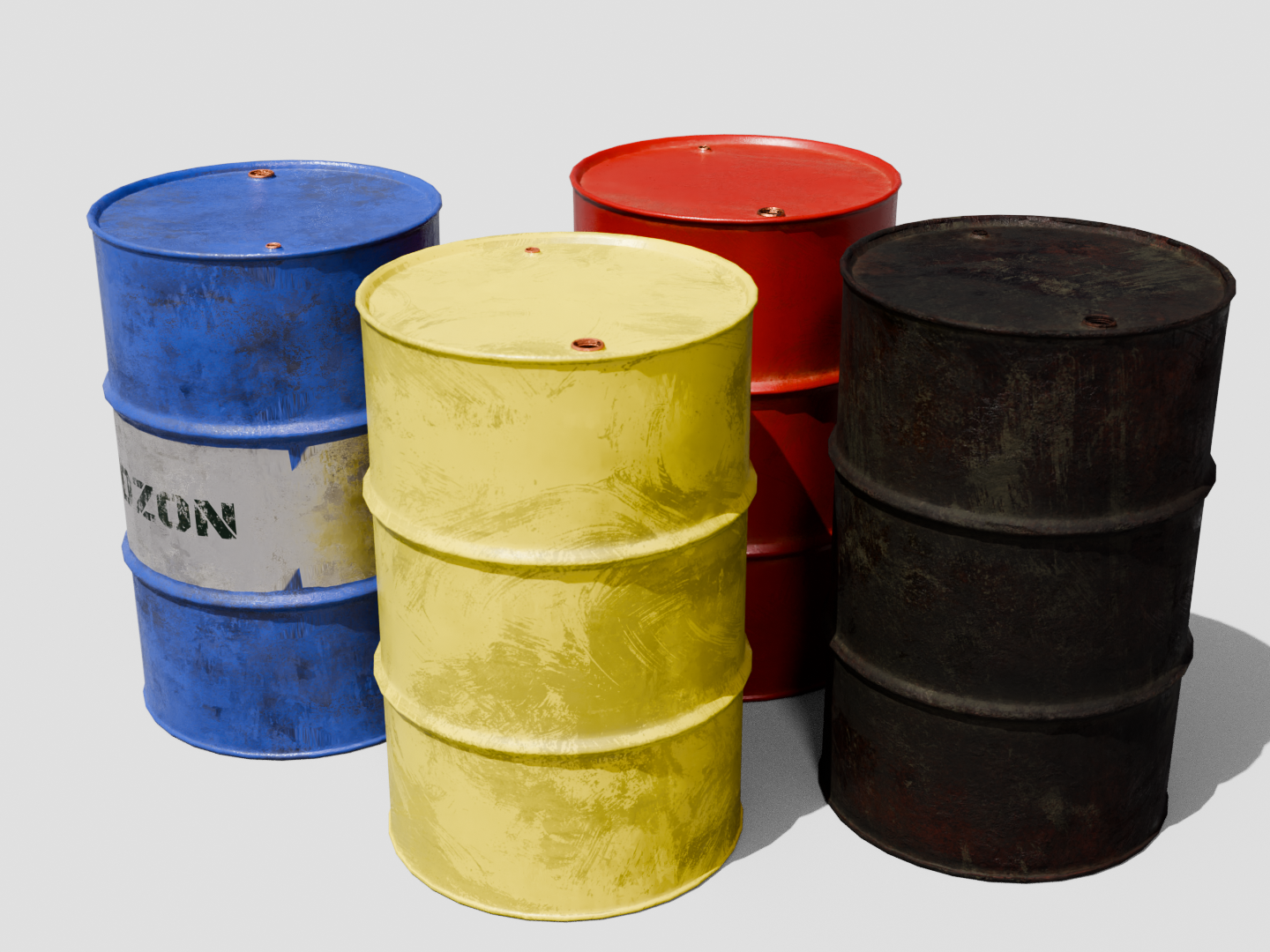Oil drum set 3D model